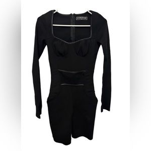 Maniere De Voir Faux Vegan Leather
Trim Bodycon Mini Party romper Black 8